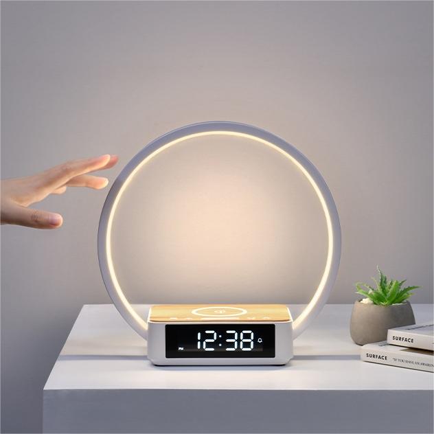 Touch Bedside Lamp with Alarm Clock and Fast Wireless Charging