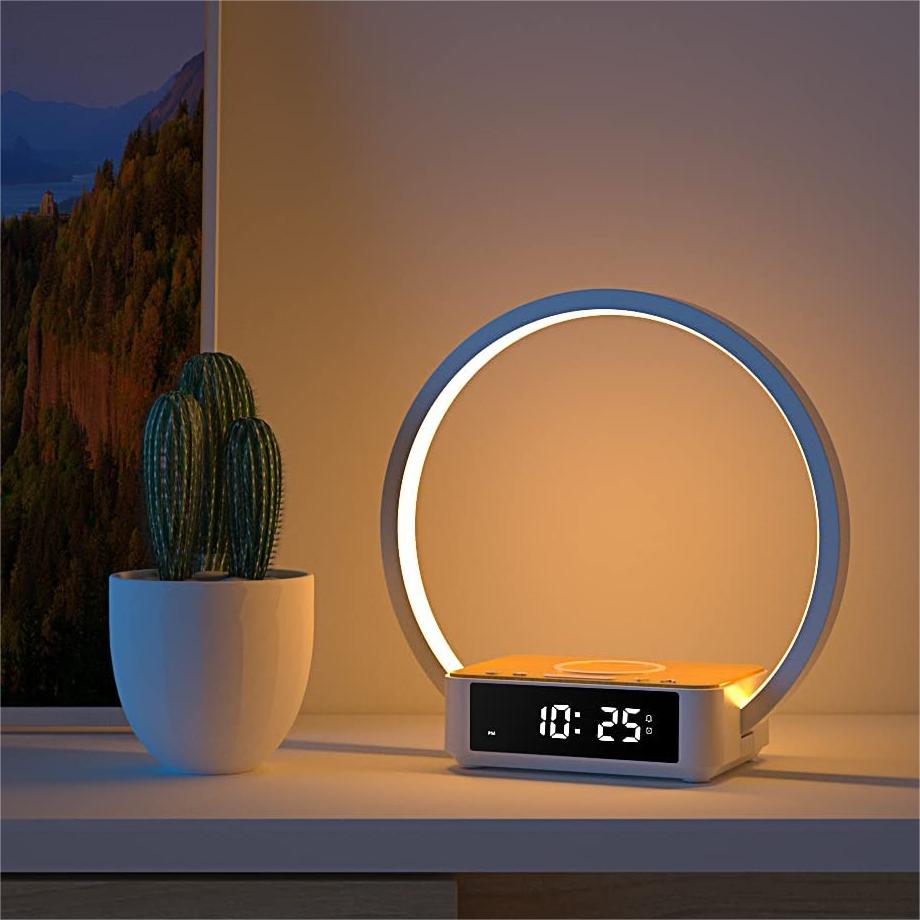 Touch Bedside Lamp with Alarm Clock and Fast Wireless Charging